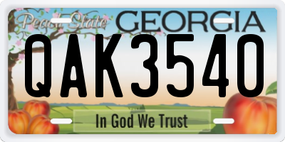 GA license plate QAK3540