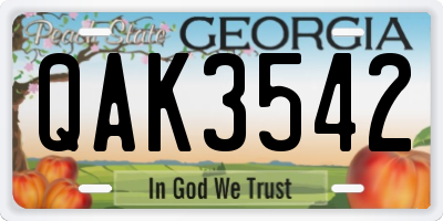 GA license plate QAK3542