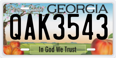 GA license plate QAK3543