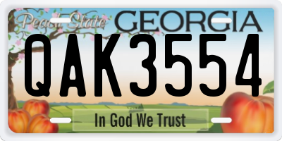 GA license plate QAK3554