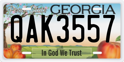 GA license plate QAK3557