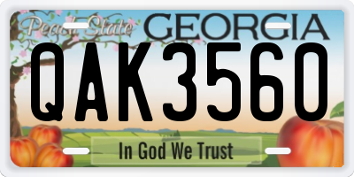 GA license plate QAK3560