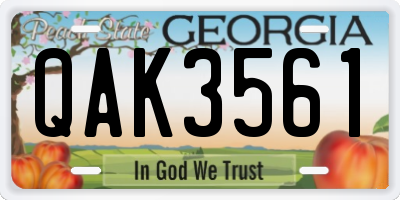 GA license plate QAK3561