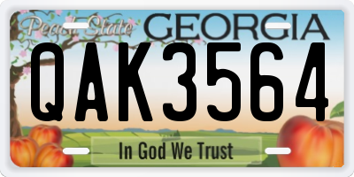 GA license plate QAK3564