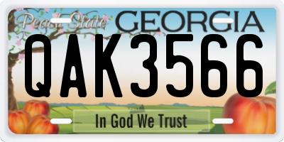 GA license plate QAK3566