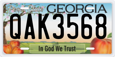 GA license plate QAK3568