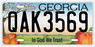 GA license plate QAK3569