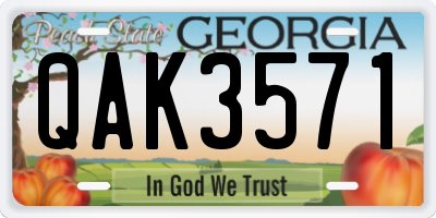 GA license plate QAK3571