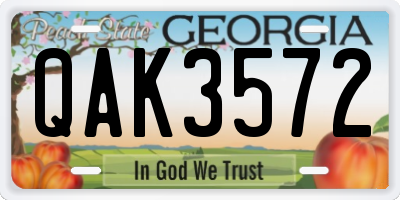 GA license plate QAK3572