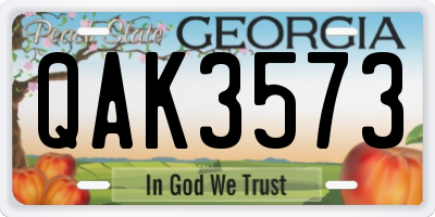 GA license plate QAK3573