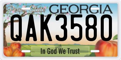 GA license plate QAK3580