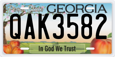 GA license plate QAK3582