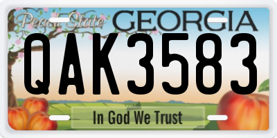 GA license plate QAK3583