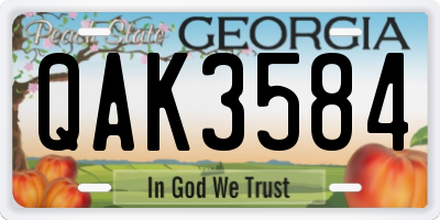 GA license plate QAK3584