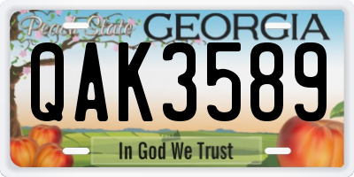 GA license plate QAK3589