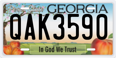 GA license plate QAK3590