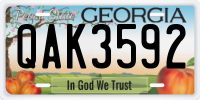 GA license plate QAK3592