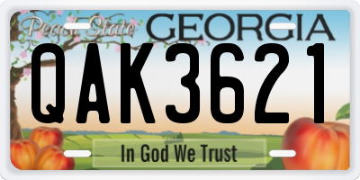 GA license plate QAK3621