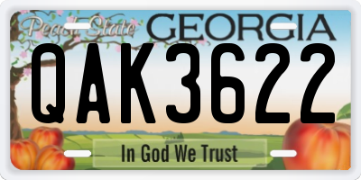 GA license plate QAK3622