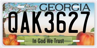 GA license plate QAK3627