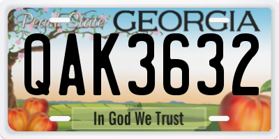 GA license plate QAK3632