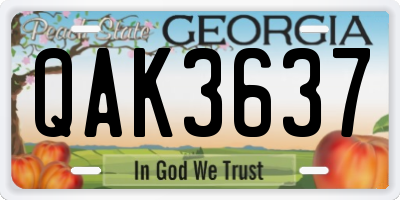 GA license plate QAK3637