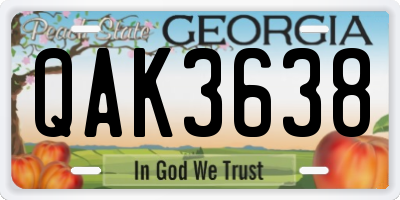 GA license plate QAK3638