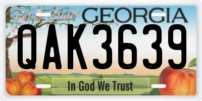 GA license plate QAK3639