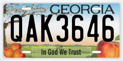 GA license plate QAK3646