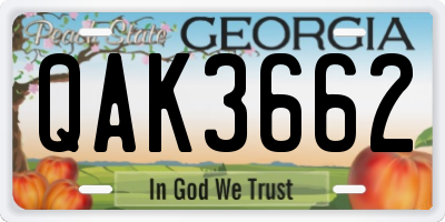 GA license plate QAK3662