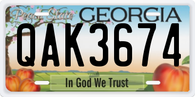 GA license plate QAK3674