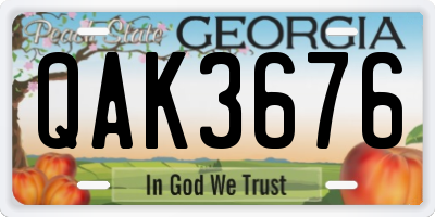 GA license plate QAK3676