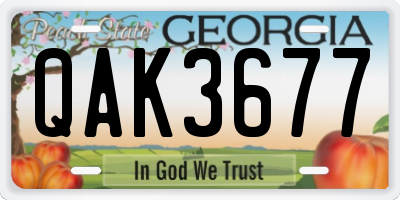 GA license plate QAK3677