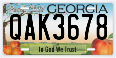 GA license plate QAK3678