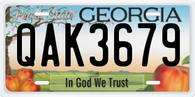 GA license plate QAK3679