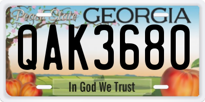GA license plate QAK3680