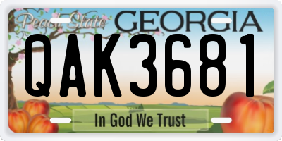 GA license plate QAK3681