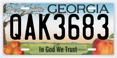 GA license plate QAK3683