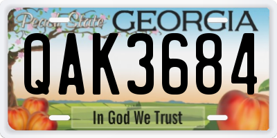 GA license plate QAK3684