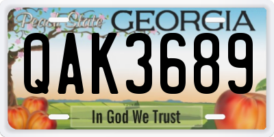 GA license plate QAK3689