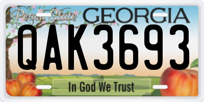 GA license plate QAK3693