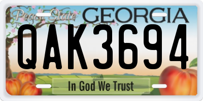 GA license plate QAK3694