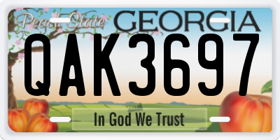 GA license plate QAK3697