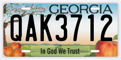 GA license plate QAK3712