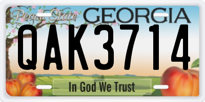 GA license plate QAK3714