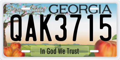 GA license plate QAK3715