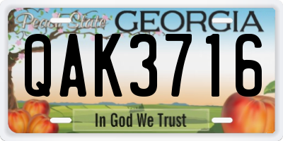 GA license plate QAK3716