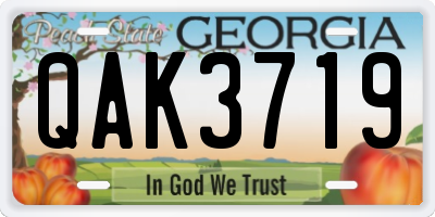 GA license plate QAK3719