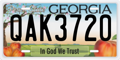 GA license plate QAK3720