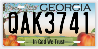 GA license plate QAK3741